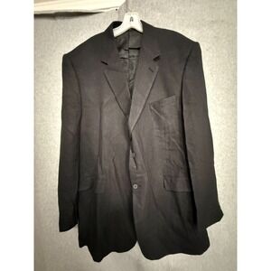 Irvine Park Blazer Men's 48 Black Silk Sport Coat Herringbone 2 Button Jacket